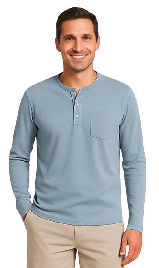 Men’s Long Sleeve Cotton Blend Henley Shirt