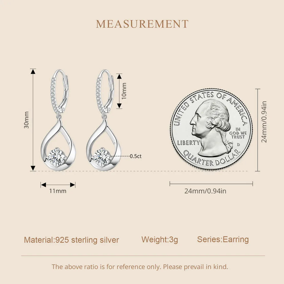 1CT Moissanite Waterdrop Necklace & Earrings – 925 Sterling Silver