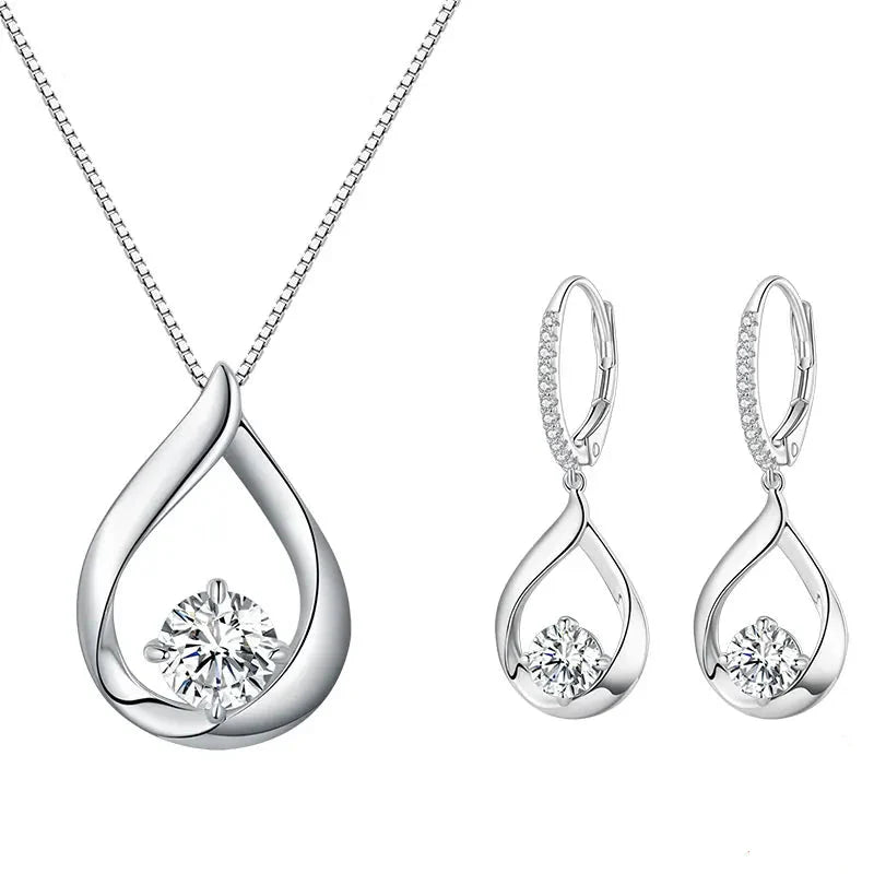 1CT Moissanite Waterdrop Necklace & Earrings – 925 Sterling Silver