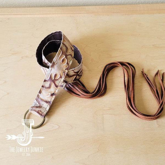 Sienna Laredo Embossed Leather Belt w/ Fringe