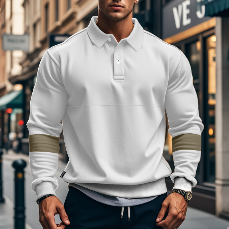 Men’s Long Sleeve Lapel Polo Shirt – Casual Loose Fit