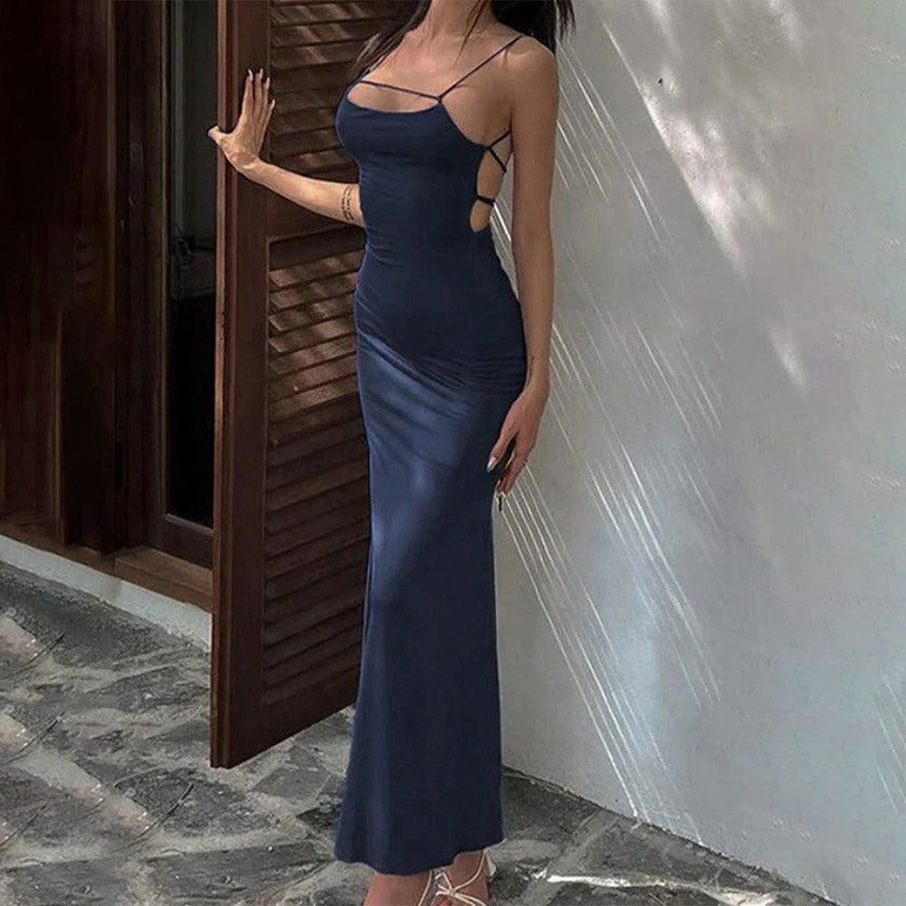 Sexy backless design dress long skirt