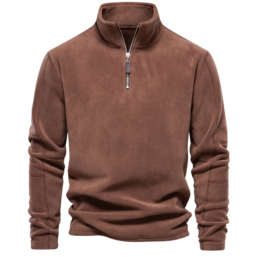 Men’s Stand-Collar Zippered Fleece Sweatshirt