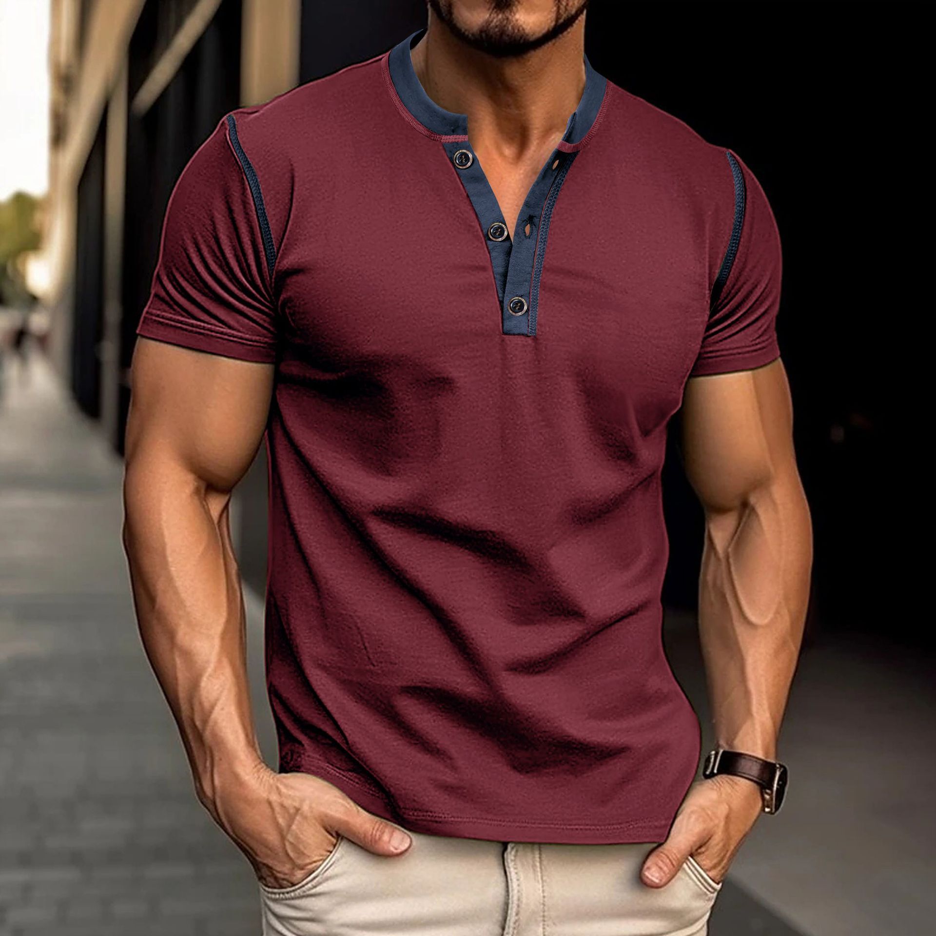 Men’s Short Sleeve Polo V-Neck Summer Shirt