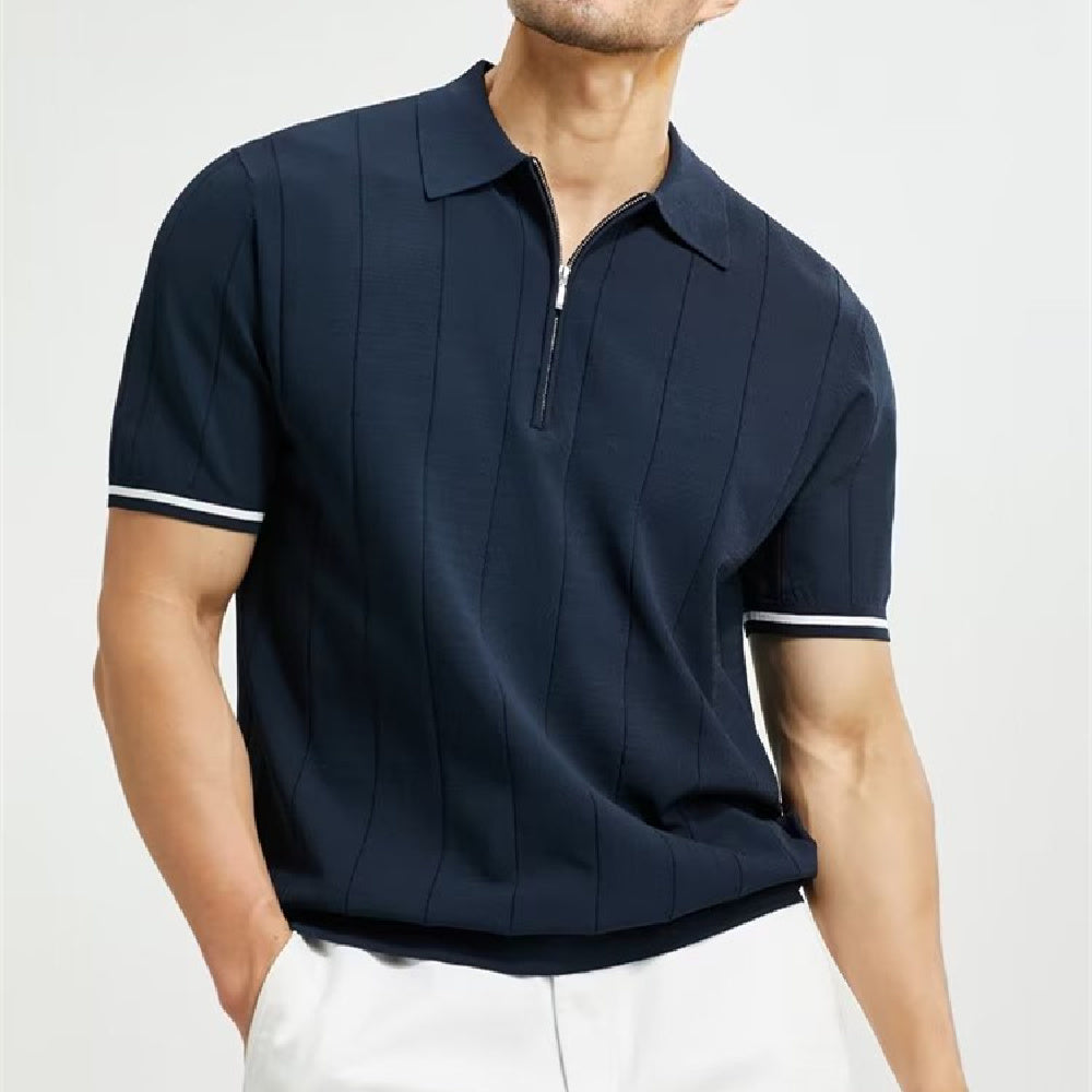 Men’s Short Sleeve Polo Zipper Summer Shirt