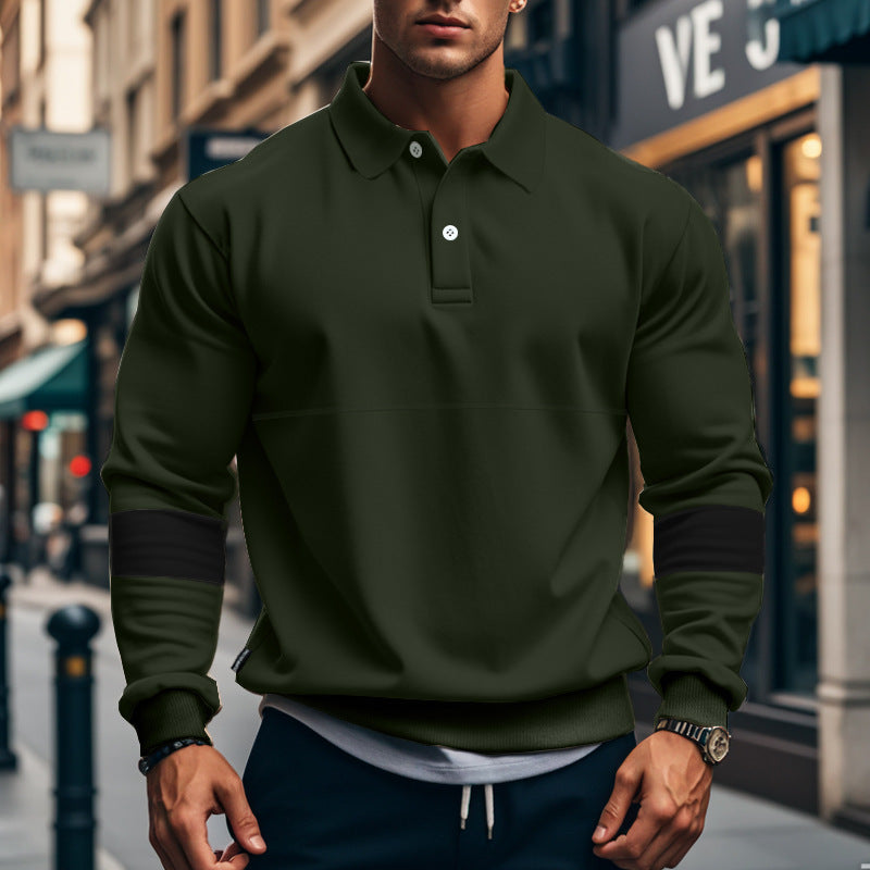 Men’s Long Sleeve Lapel Polo Shirt – Casual Loose Fit