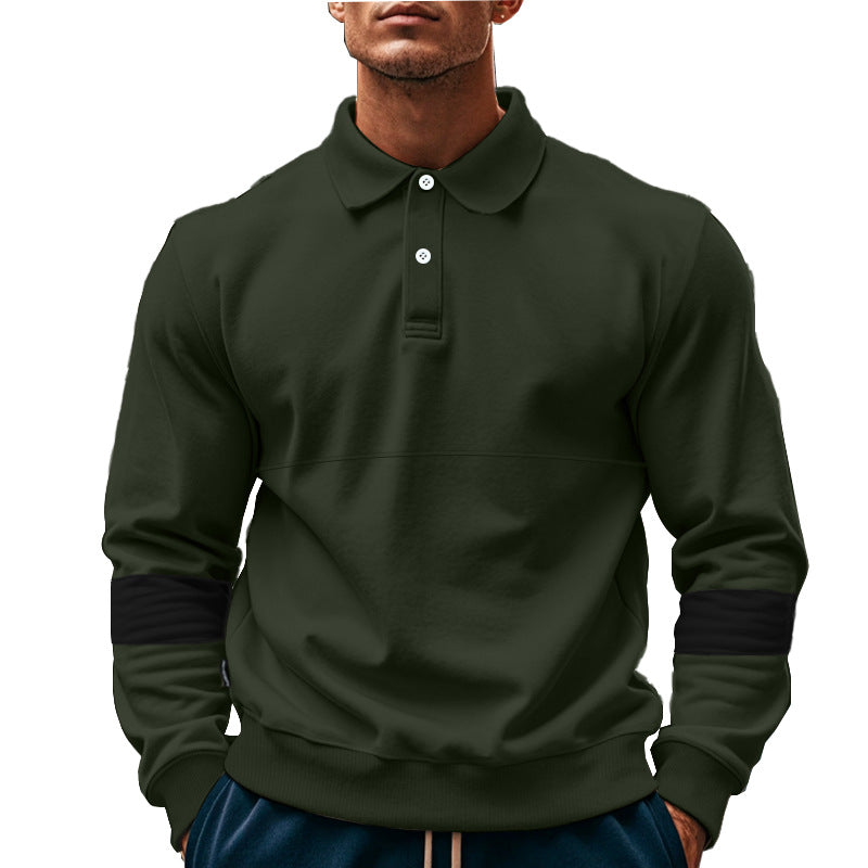 Men’s Long Sleeve Lapel Polo Shirt – Casual Loose Fit