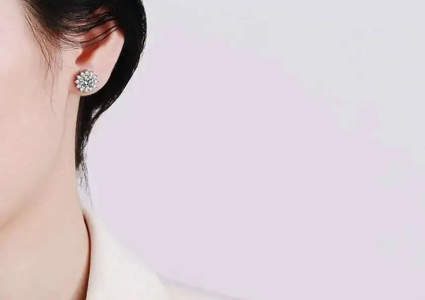 925 Sterling Silver Moissanite Stud Earrings With 1ct Moissanite Pendant