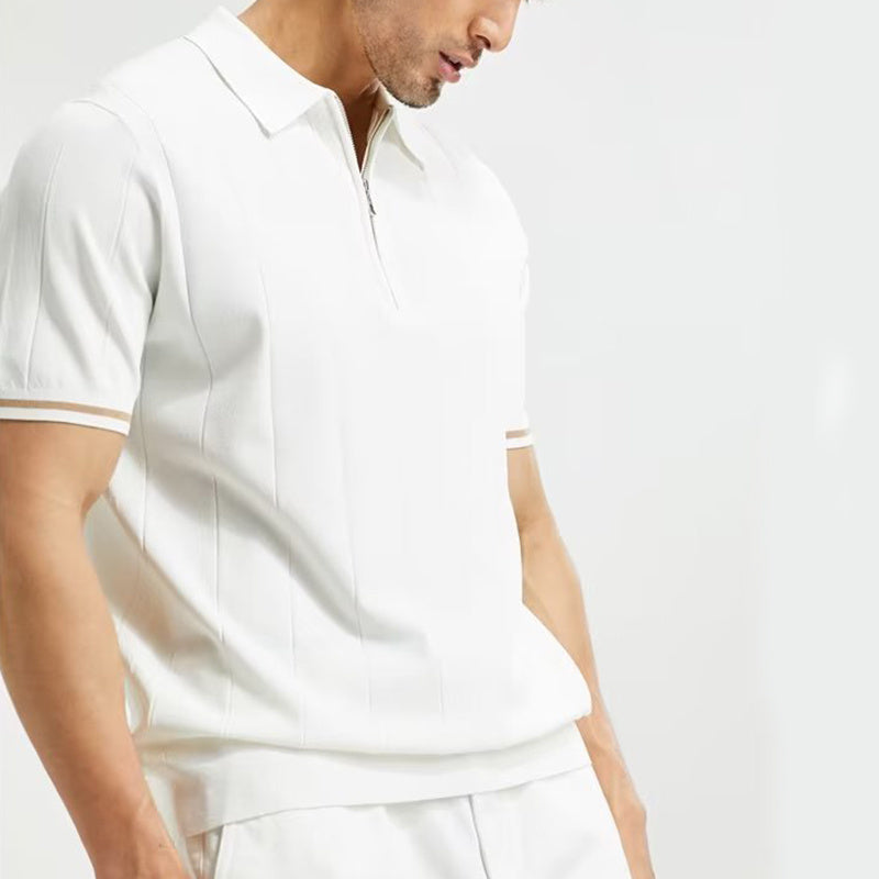 Men’s Short Sleeve Polo Zipper Summer Shirt