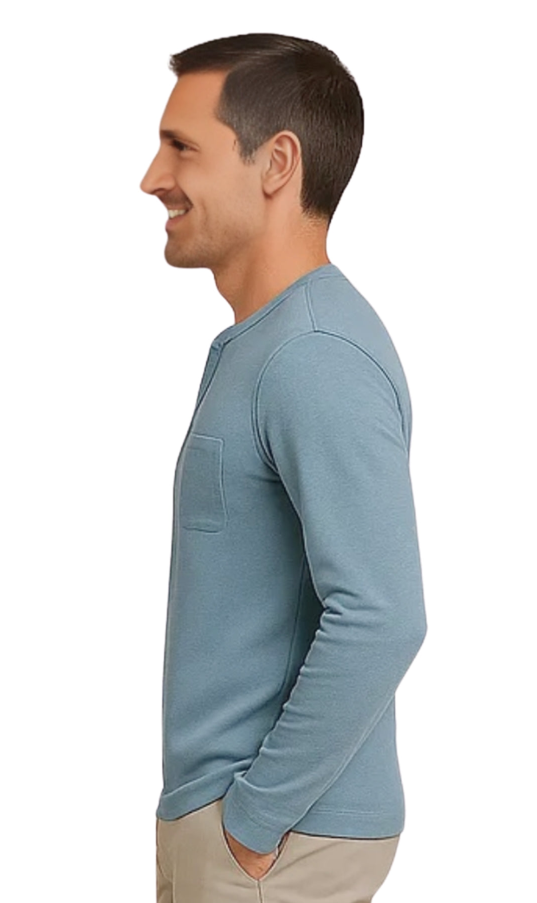 Men’s Long Sleeve Cotton Blend Henley Shirt