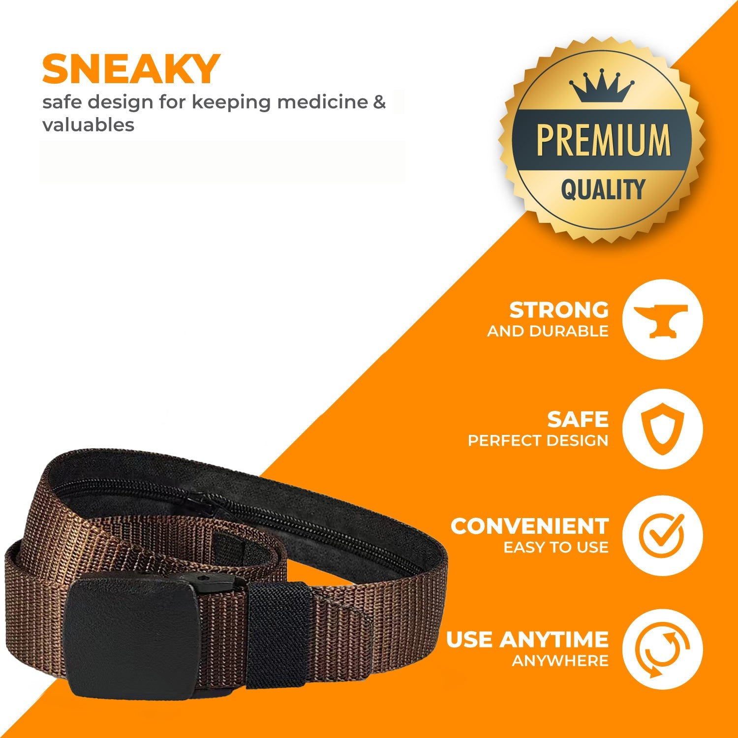 Large Brown Belt with Hidden Compartment – Diversion Safe