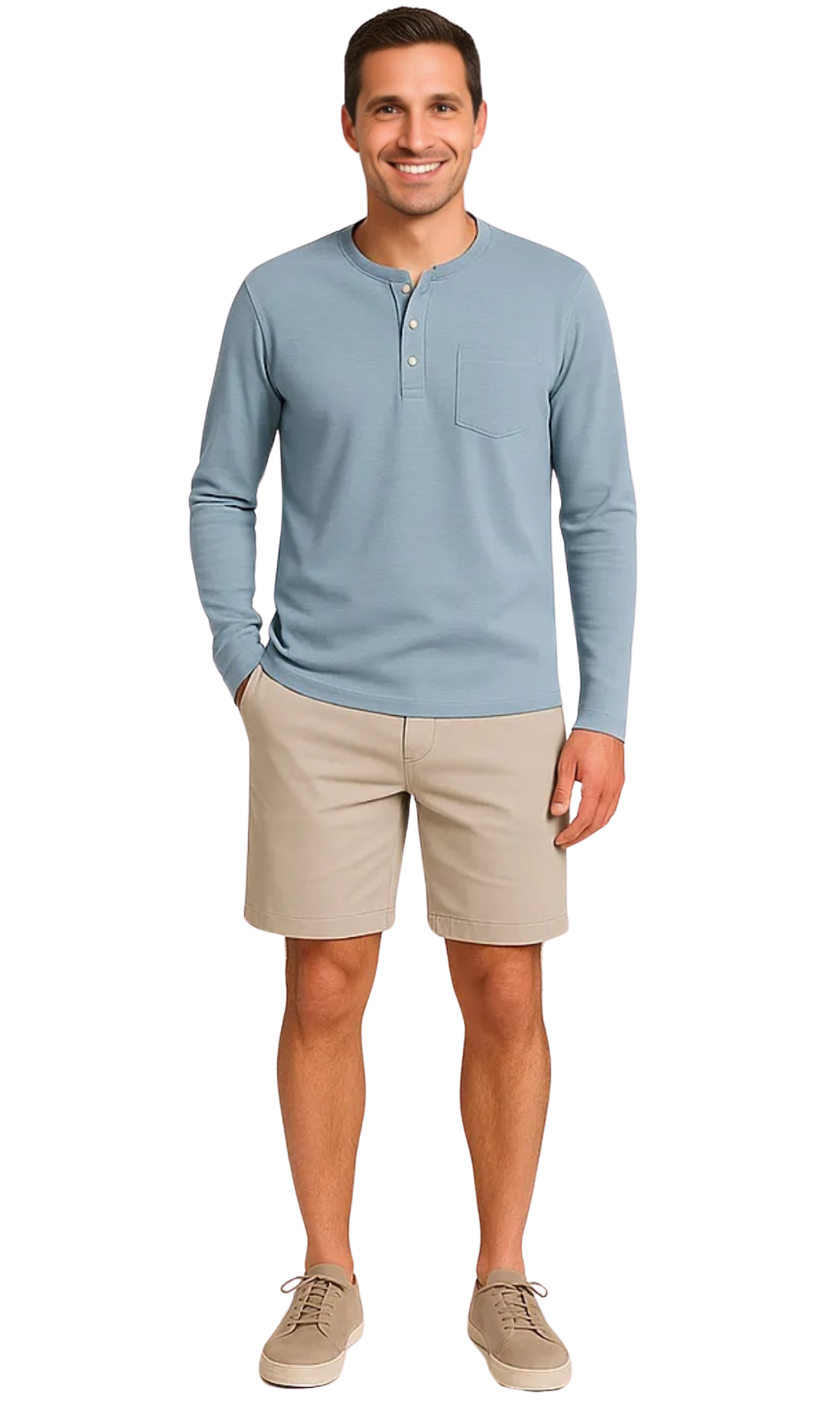 Men’s Long Sleeve Cotton Blend Henley Shirt