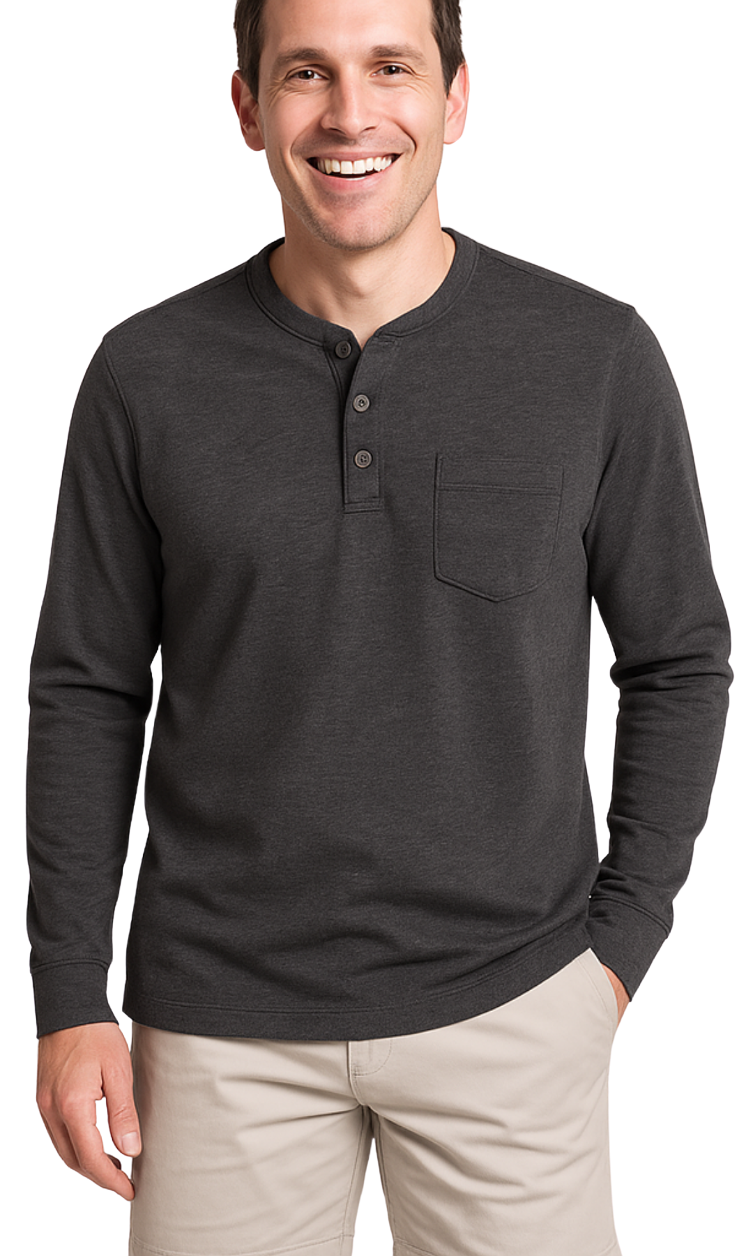 Men’s Long Sleeve Cotton Blend Henley Shirt