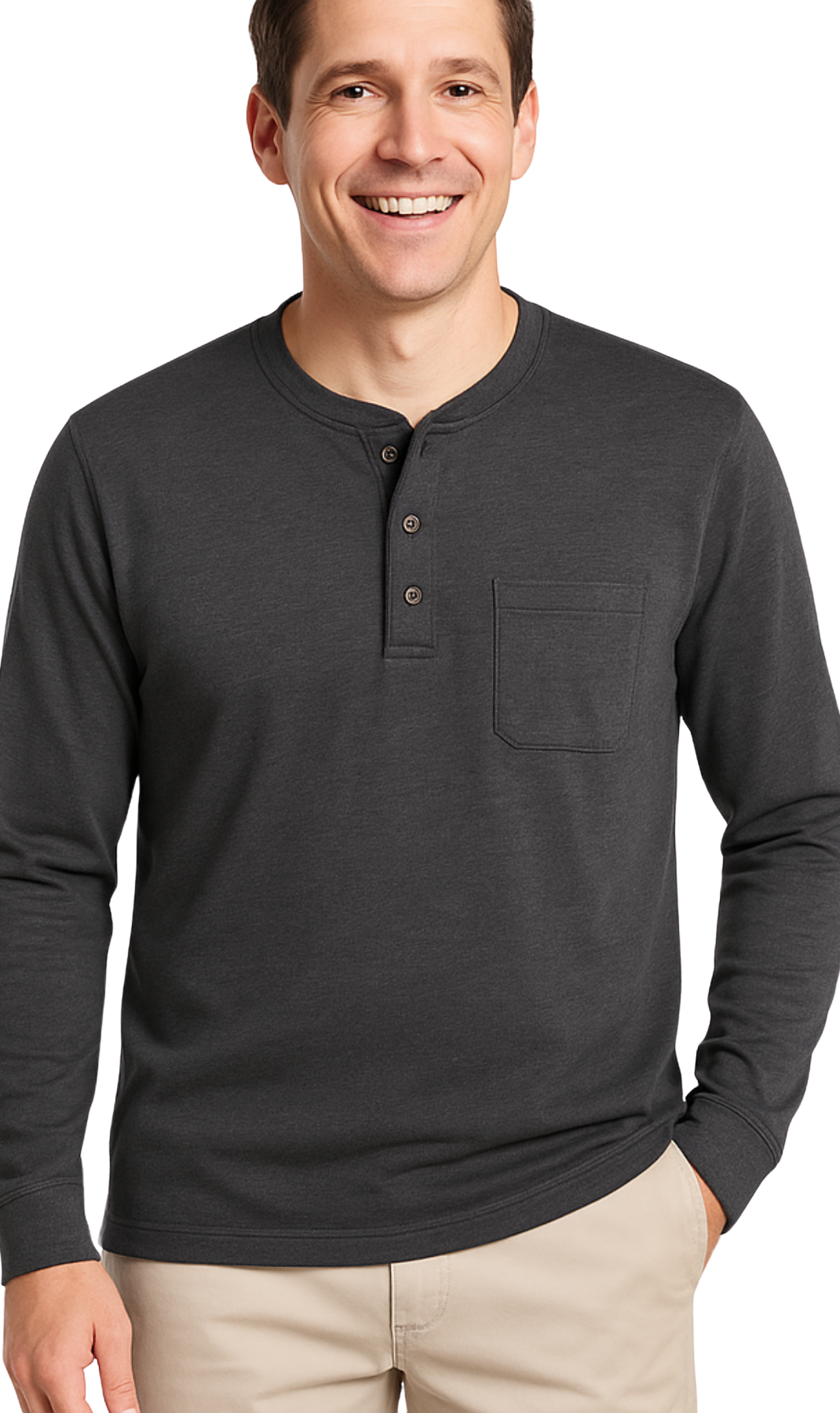 Men’s Long Sleeve Cotton Blend Henley Shirt