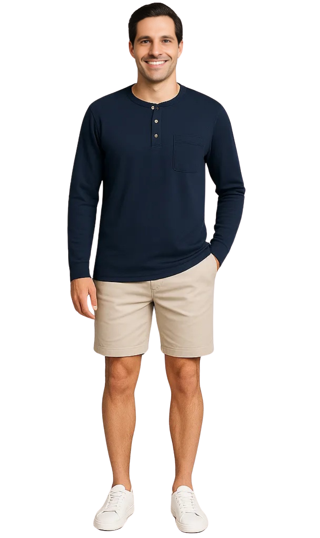 Men’s Long Sleeve Cotton Blend Henley Shirt
