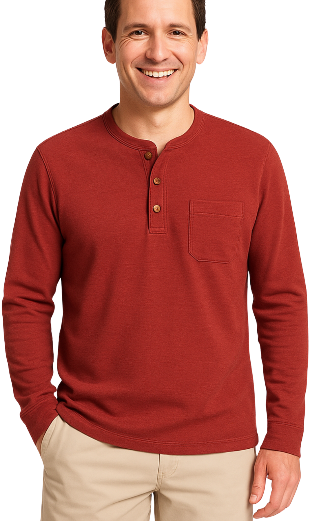 Men’s Long Sleeve Cotton Blend Henley Shirt
