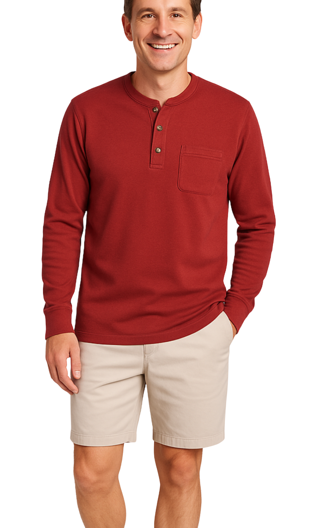 Men’s Long Sleeve Cotton Blend Henley Shirt