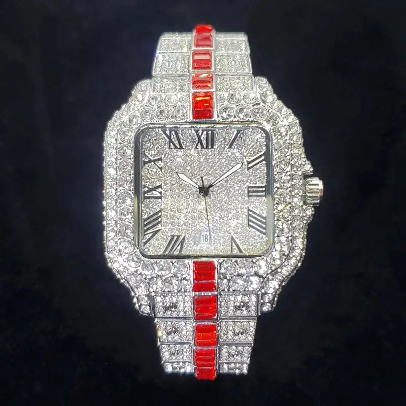 Luxury Green Iced Out Diamond Men’s Watch – Hip Hop Style