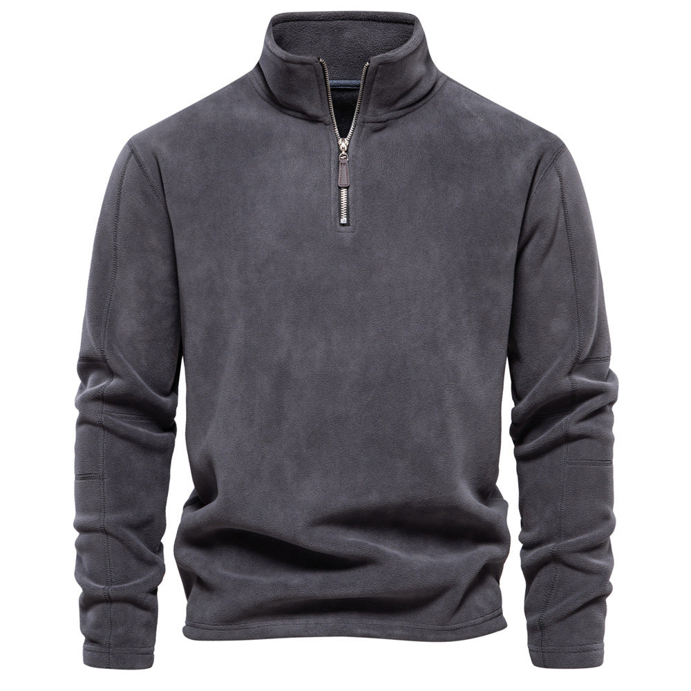 Men’s Stand-Collar Zippered Fleece Sweatshirt