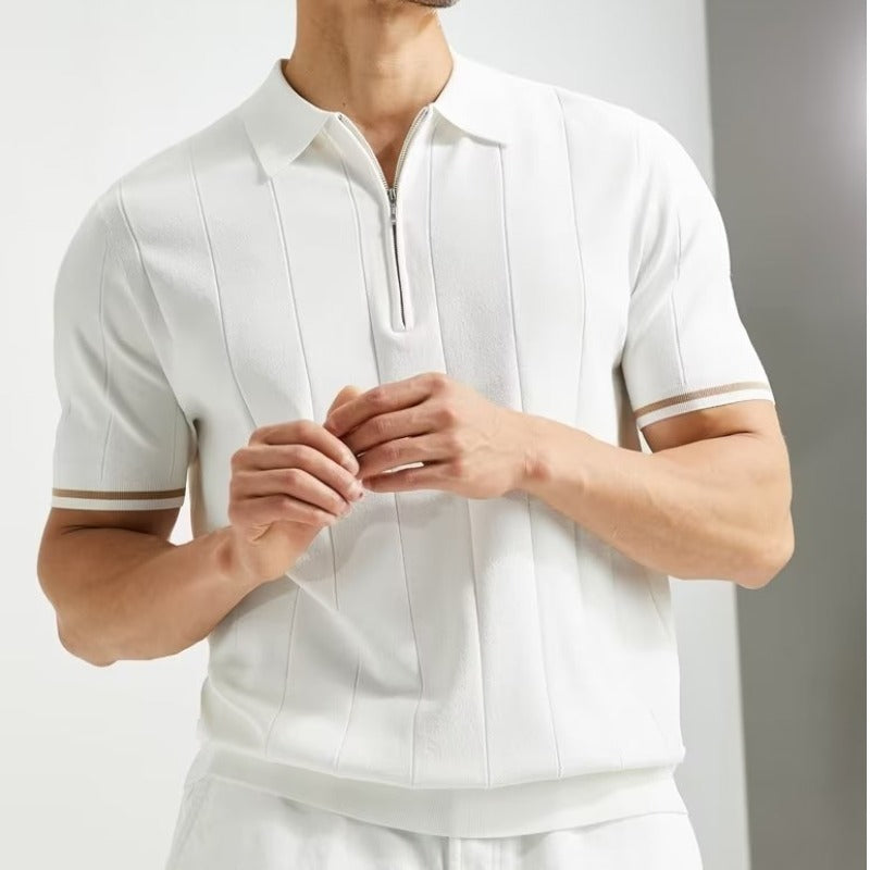Men’s Short Sleeve Polo Zipper Summer Shirt