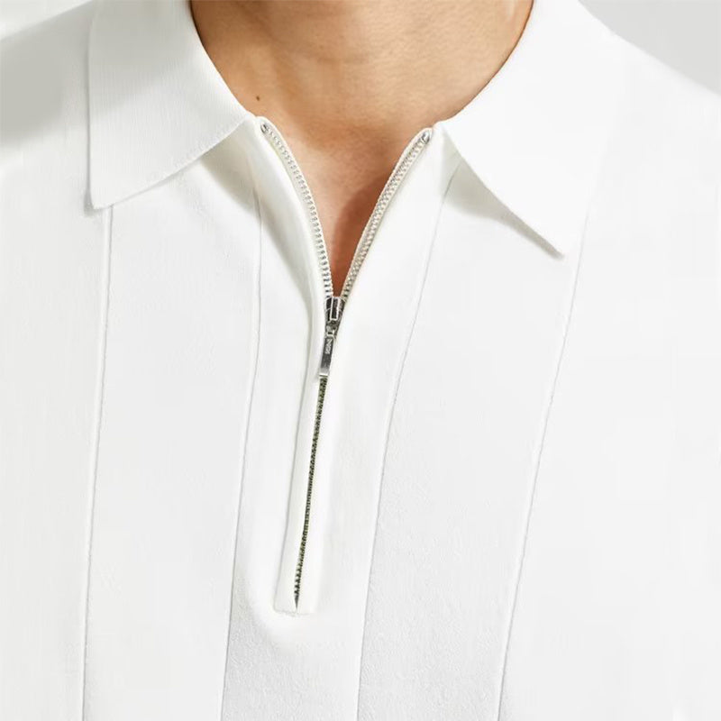 Men’s Short Sleeve Polo Zipper Summer Shirt