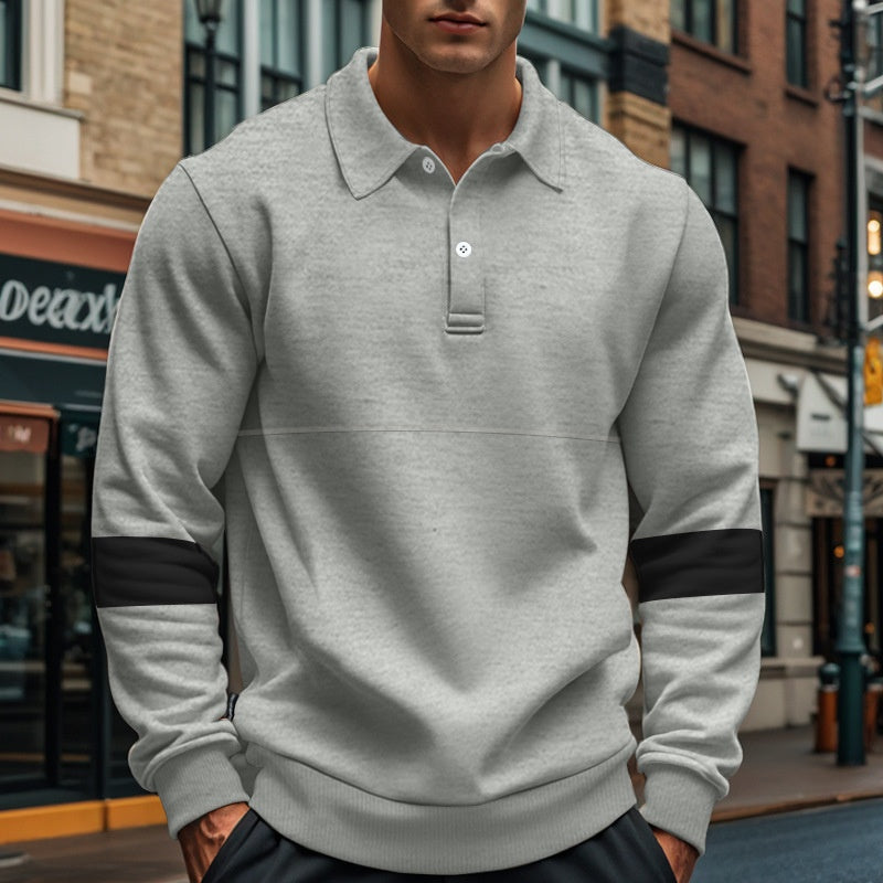 Men’s Long Sleeve Lapel Polo Shirt – Casual Loose Fit