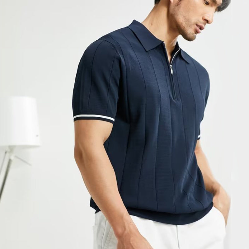 Men’s Short Sleeve Polo Zipper Summer Shirt