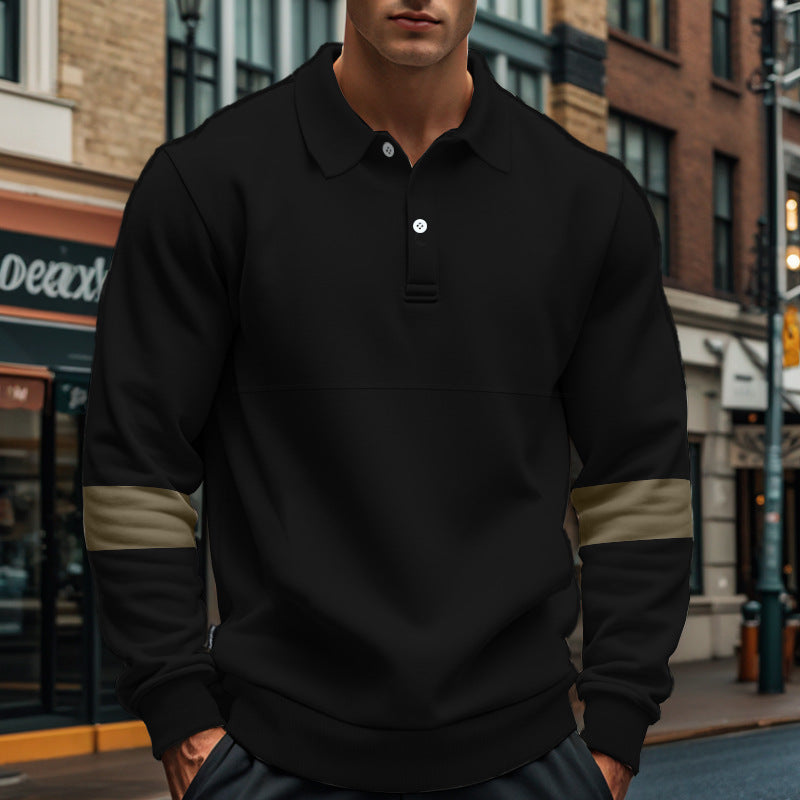 Men’s Long Sleeve Lapel Polo Shirt – Casual Loose Fit