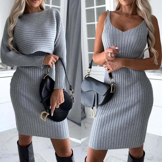 2-Piece Women’s Stripe Top & Suspender Skirt Set