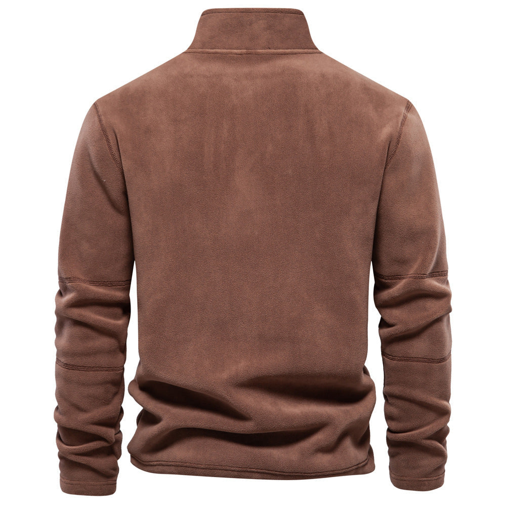 Men’s Stand-Collar Zippered Fleece Sweatshirt
