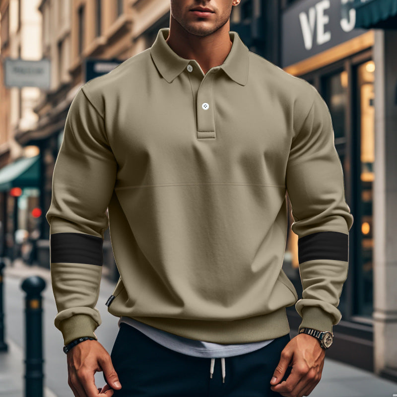 Men’s Long Sleeve Lapel Polo Shirt – Casual Loose Fit