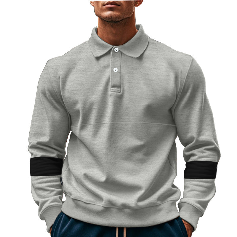 Men’s Long Sleeve Lapel Polo Shirt – Casual Loose Fit