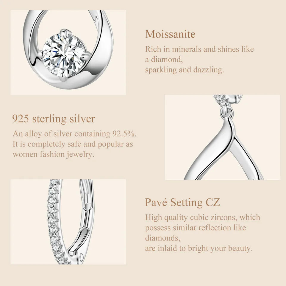 1CT Moissanite Waterdrop Necklace & Earrings – 925 Sterling Silver
