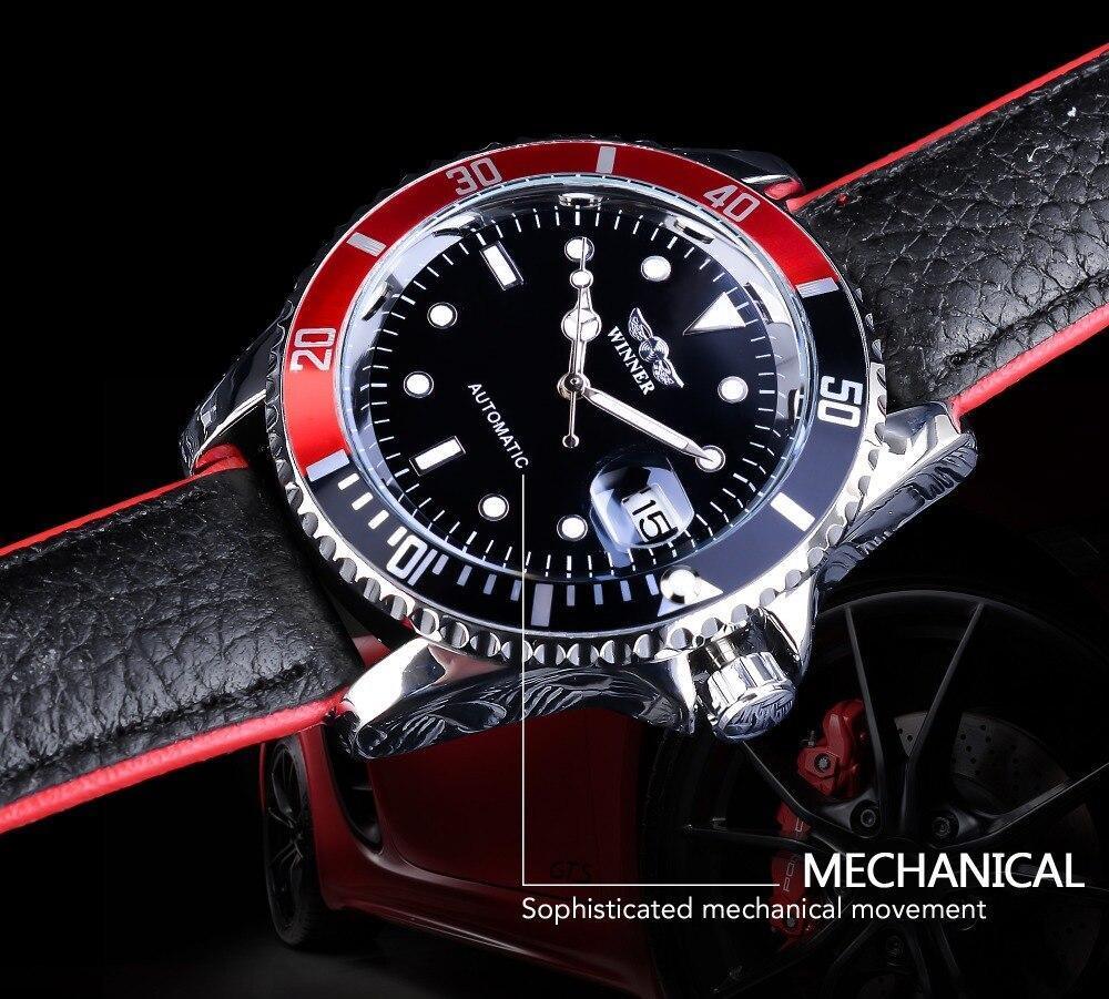 2021 Men’s Black & Red Sport Watch – Luxury Leather Strap