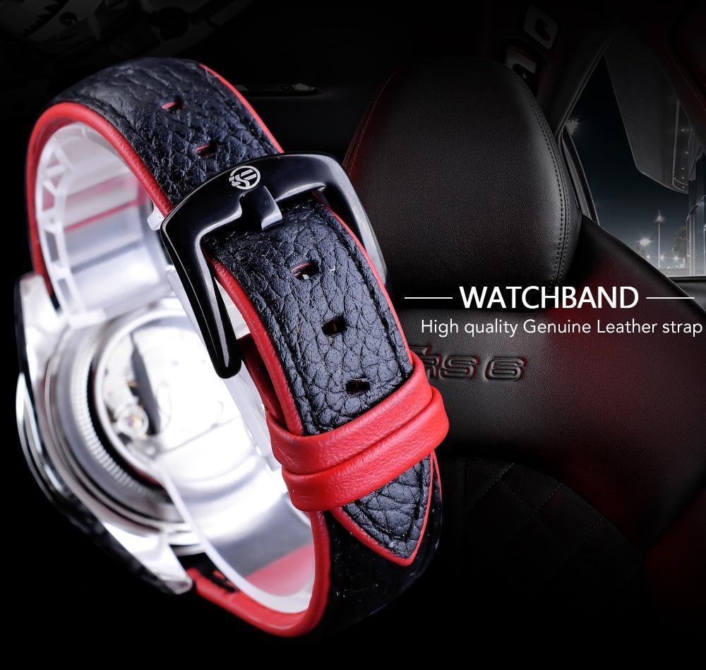 2021 Men’s Black & Red Sport Watch – Luxury Leather Strap