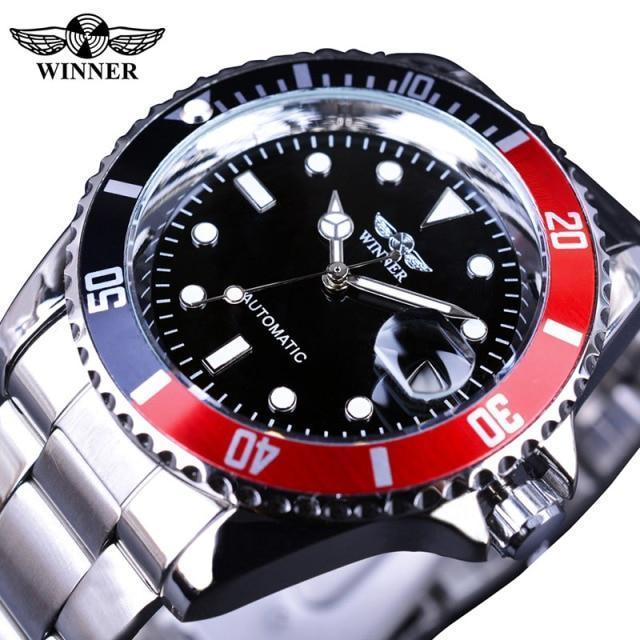 2021 Men’s Black & Red Sport Watch – Luxury Leather Strap